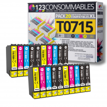 T0715 - Pack 20 Cartouches Epson T0715 Compatibles Stylus Sx415 Sx410 Sx600fw - 123consommables