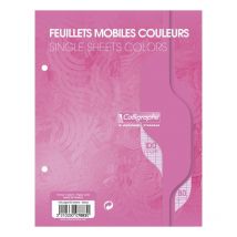 Feuilles Simples - Petit Format - Grands Carreaux - Rose - Perforées - 100 Feuilles - Clairefontaine