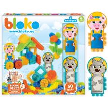 Bloko – Coffret 50 Bioko Avec 2 Figurines Sur Le Thème Des 3 Petits Cochons Et Du Loup – Dès 12 Mois – Fabriqué En Europe – Jouet De Construction 1er 