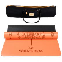 Tapis Yoga Orange Antidérapant Éco-durable Pu-caoutchouc Naturel Mandala Premium 183x68x0,4cm + Sac - YOGATERRAE