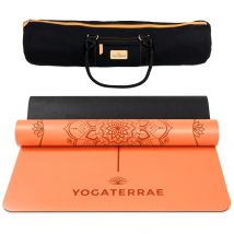 Tapis Yoga Orange Antidérapant Éco-durable Pu-caoutchouc Naturel Mandala Premium 183x68x0,4cm + Sac - YOGATERRAE