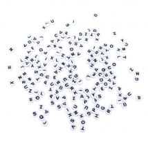 Perles Plastiques Av. Lettres, 6mm Ø, Blanc, 40g - Rayher