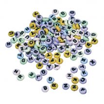 Perles Plastiques À Lettres, Rondes, Assorties, 6 Mm, 40g - Rayher