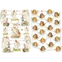 Découpes Vintage, Anges Nostalgiques, Feuille 16,5x23,5 Cm, 2 Flles/ 1 Pq. - CC Hobby
