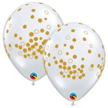 25 Ballons Impression Confettis Or - QUALATEX