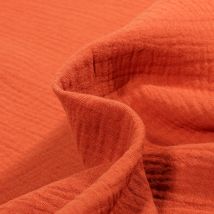 Tissu Double Gaze De Coton Uni Rouille - Craftine