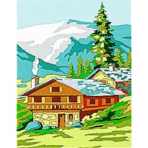 Kit Canevas Chalet En Montagne 20x25 Cm - Margot