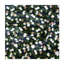 Tissu Viscose Feuilles Bleu Vendu Au Mètre - Distrifil