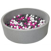 Piscine À Balles Pour Enfant, Env.125 Cm, Aire De Jeu + 600 Balles Blanc, Rose, Gris - Velinda