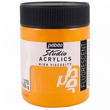 Peinture Acrylique - Orange Fluo - 370 - Pébéo Studio - Pot De 500ml