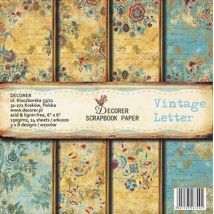 24 Papiers Fantaisis Assorties 15.2 X 15.2 Cm Décorer Vintage Letter - Decorer