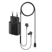 Samsung Chargeur Secteur Rapide 25w Usb-c Avec Écouteur Intra-auriculaires Usb-c Noir