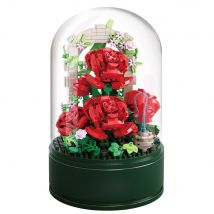 Bouquet De Roses À Construire Sous Cloche Avec Musique – 574 Briques, Mélodie Intégrée, Jeu De Construction Décoratif - Shop-story