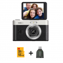 Kodak Pixpro C1 - Appareil Photo Numérique, Avec Carte Micro Sd 16 Go Et Lecteur De Carte Tf - Noir