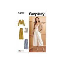 Patron Simplicity 9826 - Pantalons En Deux Longueurs, Camisole Et Cardigan Pour Dames S9826.d5 Taille N°fr 40-48