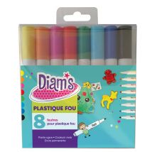 Diam's Pochette De 8 Feutres Pour Plastique Fou - Diam's
