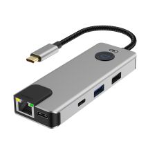 Force Power Hub Usb-c Pd 100w Multiports 7-en-1 Ethernet Rj45 / 2 Usb-a / 2 Usb-c / Hdmi Gris