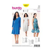 Patron Burda 6821 Robe Du 34 Au 46 Taille N°fr 34-46
