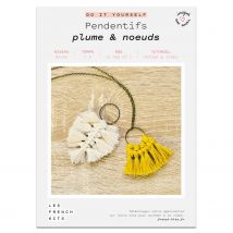 Bijoux Macramé - 2 Pendentifs Jaune Et Écru - Infocrea