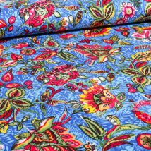 Tissu Jersey Viscose Sigrid Sur Fond Bleu - Au Mètre - Craftine