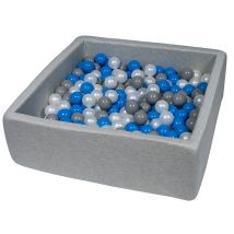 Piscine À Balles Pour Enfant, 90x90 Cm, Aire De Jeu + 300 Balles Perle, Bleu, Gris - Velinda