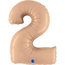 Ballon Géant Chiffre 2 Satin Nude (102 Cm) - GRABO