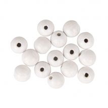 Boules Bois Percées Fsc 100%,mat, Ø 10mm, Blanc, 35 Pces - Rayher