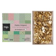 100 Papiers 15 X 15 Cm Origami Motifs Japonais + 150 Punaises Dorées - Youdoit