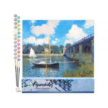 Peinture Par Numéro Figured'art - Le Pont D'Argenteuil - Monet - Kit De Loisir Créatif Diy Numéro D'Art Complet - 40x50cm Sans Châssis En Bois