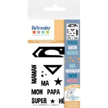 Tampons Transparents - Super Papa Maman - 9 X 7 Cm - 12 Pcs - Artemio