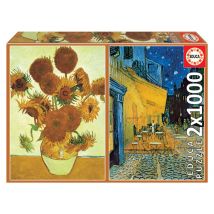 Puzzle 2 X 1000 Pcs – Les Tournesols + Terrase Du Cafe Le Soir – Van Gogh - Educa Borras - Orange