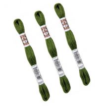 Lot De 3 Échevettes 10m Dmc Fil Retors Mat Canevas Tapisserie 100% Coton Vert Kaki 2937 - Dmc