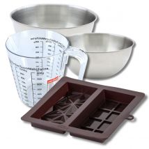Set Pâtisserie Avec Double Moule À Chocolat De Dubaï, 2 Bols À Mixer, Verre Mesureur Et Spatule Zenker