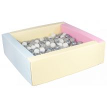 Piscine À Balles Carrée Avec 200 Balles – Rose, Bleu, Jaune (pastel)/blanc, Gris, Argent - Velinda