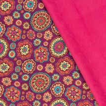 Tissu Softshell Digital Mandala Sur Fond Violet - Au Mètre - Craftine