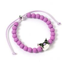 Hello Kitty - Bracelet Perles Violettes Avec Breloque Kuromi 21 Cm - Divers