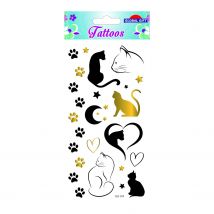 Tatouages Temporaires - Chats - Noir & Doré - Global Gift
