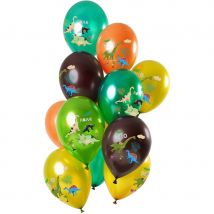 Bouquet 12 Ballons Dino Colors Métallique - Annikids