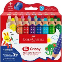 Crayons De Couleur - Ergonomique - Mine Xxl Jumbo - 16 Couleurs + Taille-crayon - Faber-castell - Faber Castell