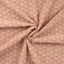 Tissu Gaze De Coton Fleurs Brodées Sur Fond Saumon - Au Mètre - Craftine