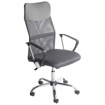 Chaise De Bureau Grise En Cuir Pu Et Tissu Moderne Maillé Design Sportif Rotation À 360° Mécanisme D'Inclinaison Durable - Beliani
