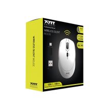 Port Connect Souris Sans Fil 2.4 Ghz Usb-a & Usb-c Silent Silencieux Blanche - Port Designs