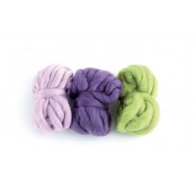 Grosse Laine À Tisser 3 Pelotes Mauve Violet Vert - Graine Creative