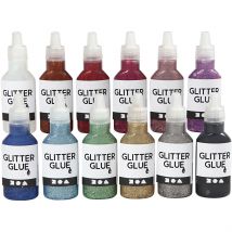 Colle À Paillettes, Ass. De Couleurs, 12x25 Ml/ 1 Pq. - CC Hobby