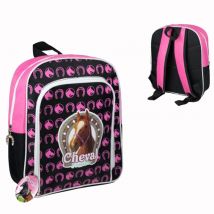 Sac À Dos Noir Et Rose Cheval