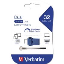 Clé Usb Et Usb C 32go Verbatim 3.0 Bleu