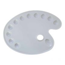 Palette De Peinture - Ovale - Plastique - Blanc - 12 Compartiments - Pavonidea