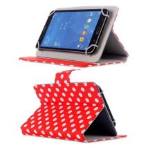 Housse Universelle Tablette Tactile 7 Pouces Rouge À Pois Blancs Rabat Pression Yonis - Yonis