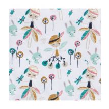 Tissu Coton Enfant Femme Fleurie Blanc Vendu Au Mètre - Distrifil
