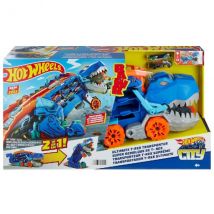 Mega Transporteur T-rex Ultime 2 En 1 Hot Wheels City - Camion Et Dino - Mattel - Hng50 - Mattel